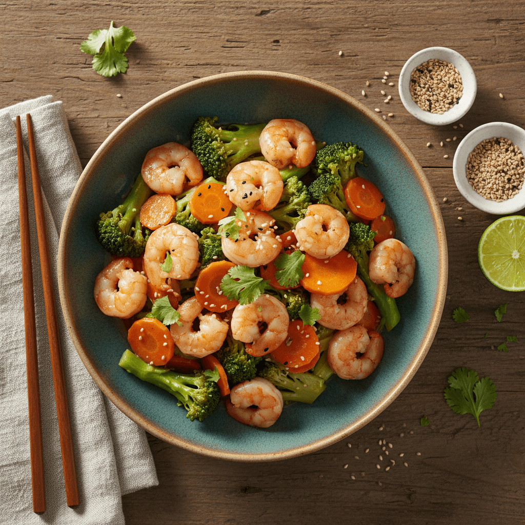 Crevettes Sautées aux Légumes