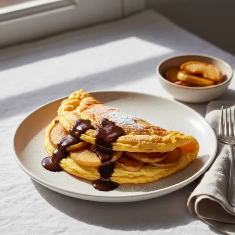 Omelette sucrée pomme chocolat