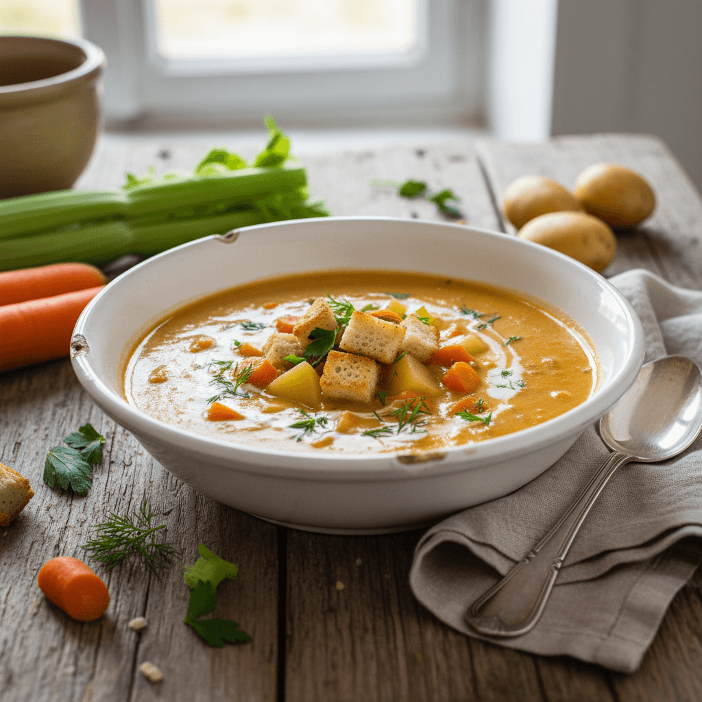Gemüsesuppe mit Karotten und Sellerie