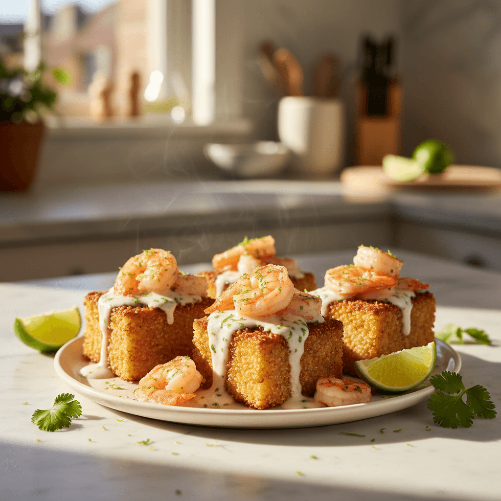Boîtes Croustillantes de Quinoa au Lait de Coco, Crevettes et Lime
