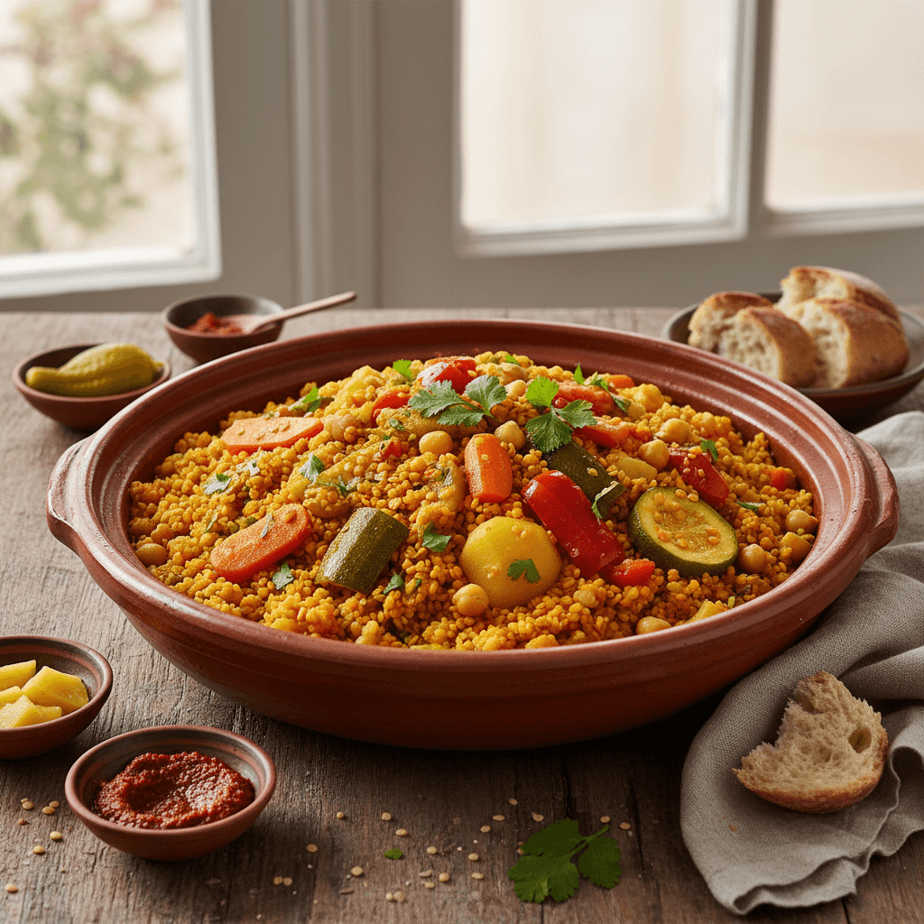 Tunesischer Couscous mit Linsen und Gemüse