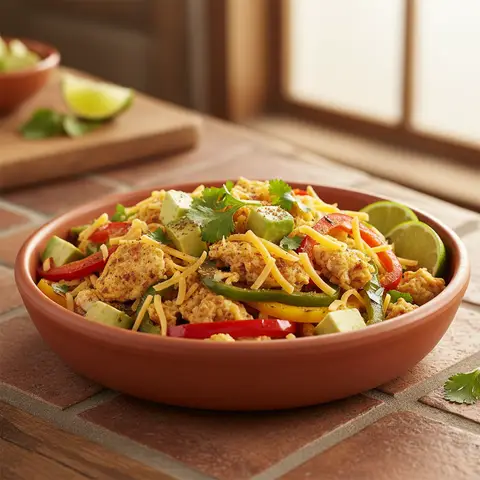 Salade mexicaine aux œufs brouillés et cheddar