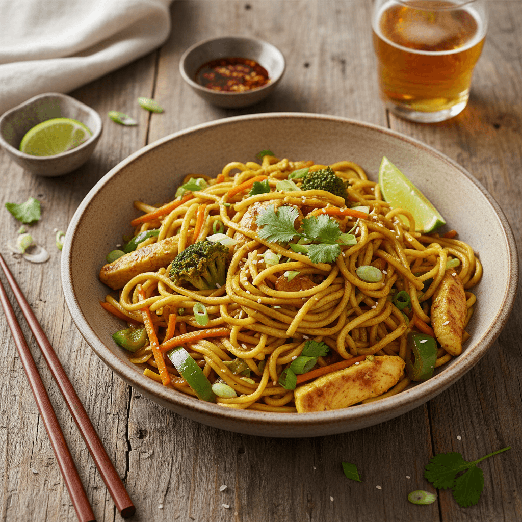 Nouilles Sautées au Curry Rapide
