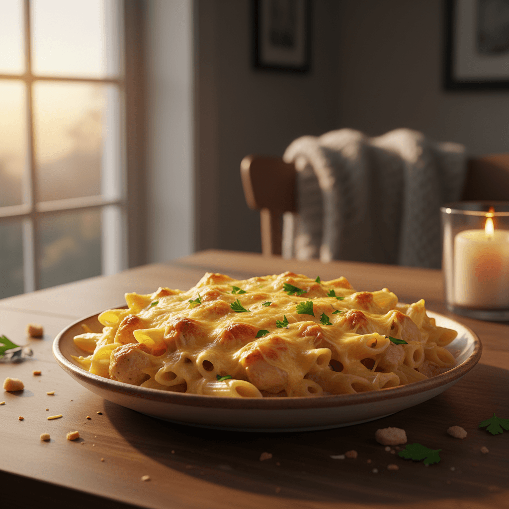 Gratinée de Pâtes au Poulet et Fromage