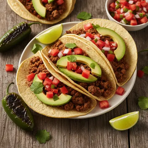 Tacos de viande hachée aux tomates et avocats