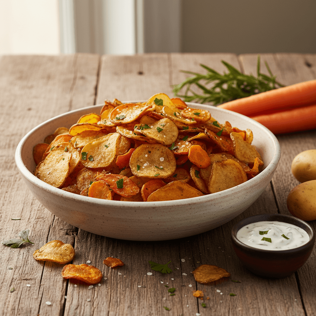 Knusprige Kartoffel- und Möhren-Chips