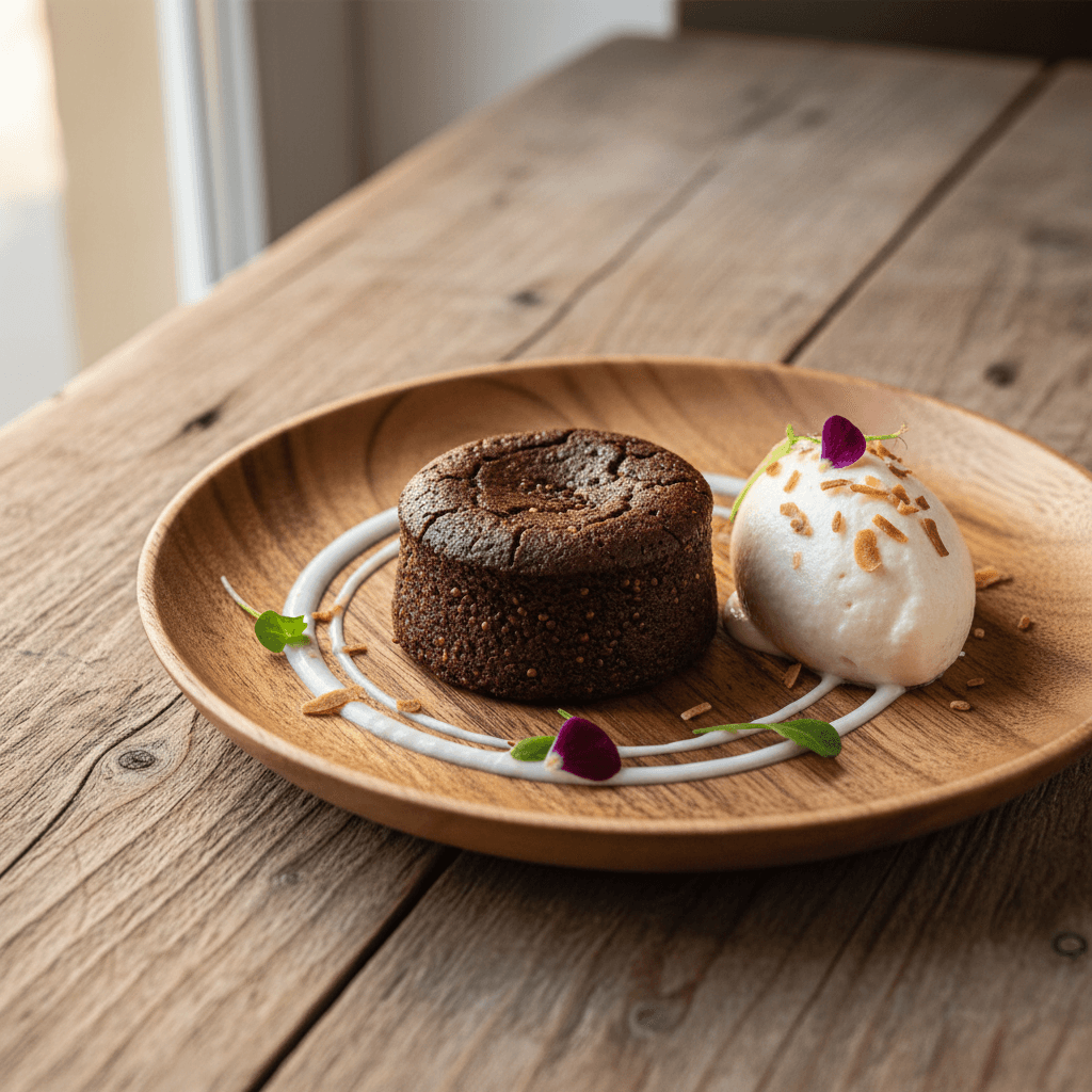 Schokoladenfondant mit Quinoa und Blumenkohl-Kokos-Mousse