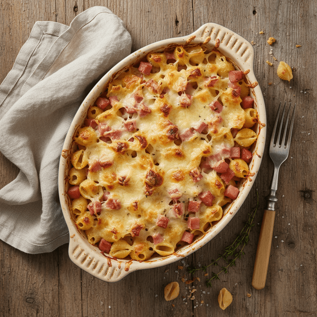 Gratin de Pâtes au Gruyère et Jambon