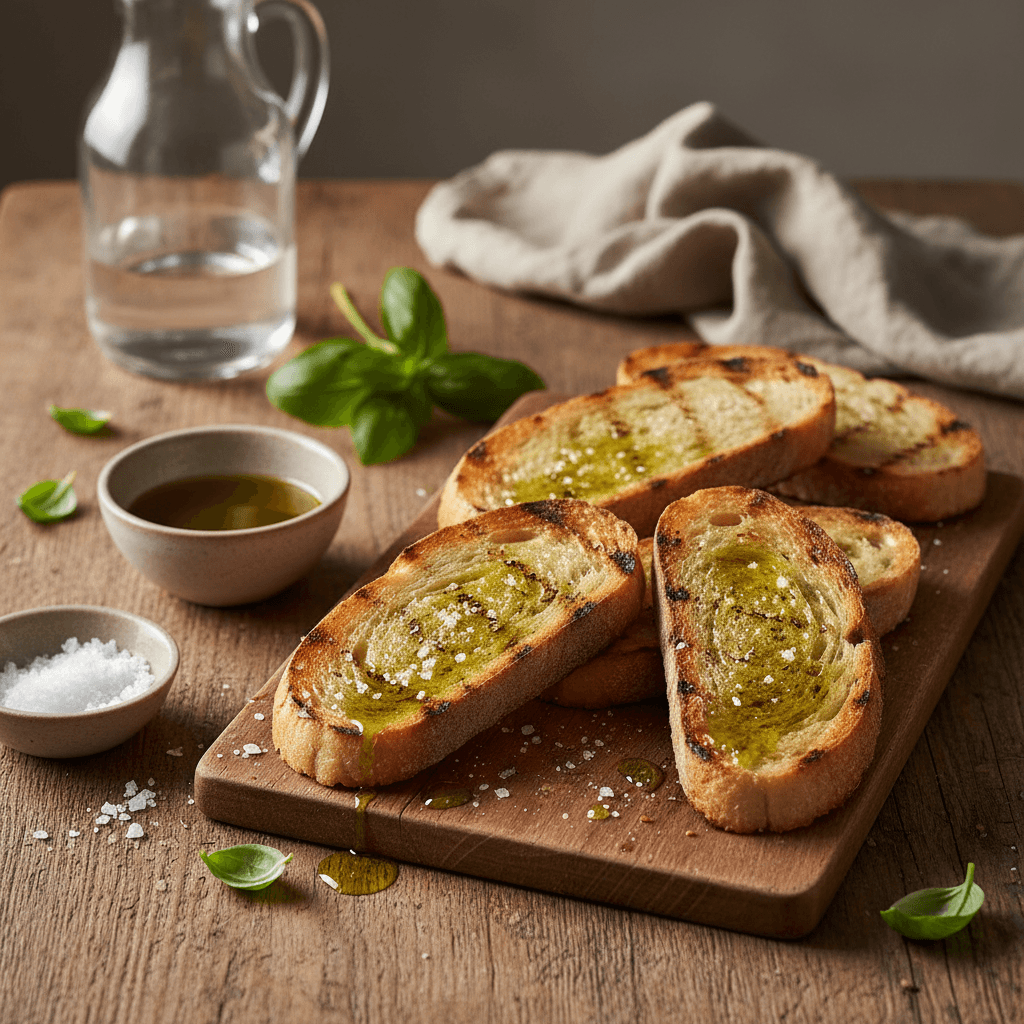 Knoblauchtoast mit Olivenöl