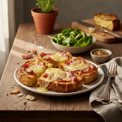 Pain Perdu Salé au Jambon et Fromage