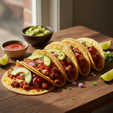 Tacos Mexicains Garnis de Légumes et Fromage