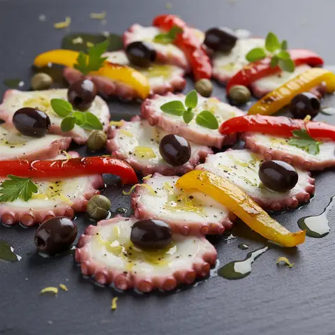 Carpaccio de poulpe à la grecque