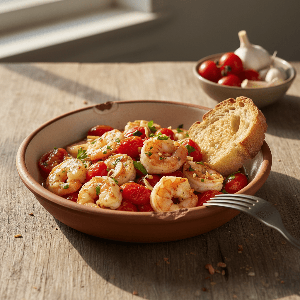 Garlic and Tomato Sautéed Shrimp