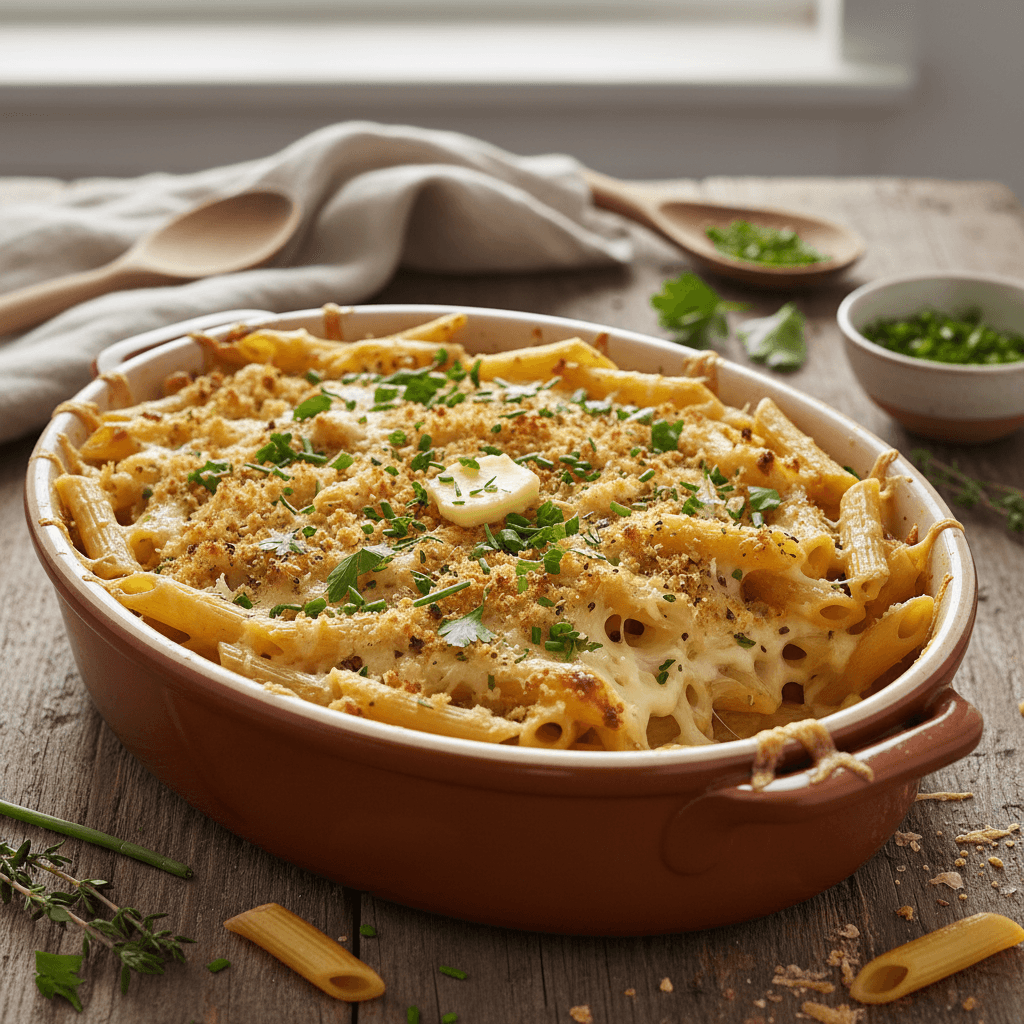 Pasta-Auflauf mit Käse und Kräutern