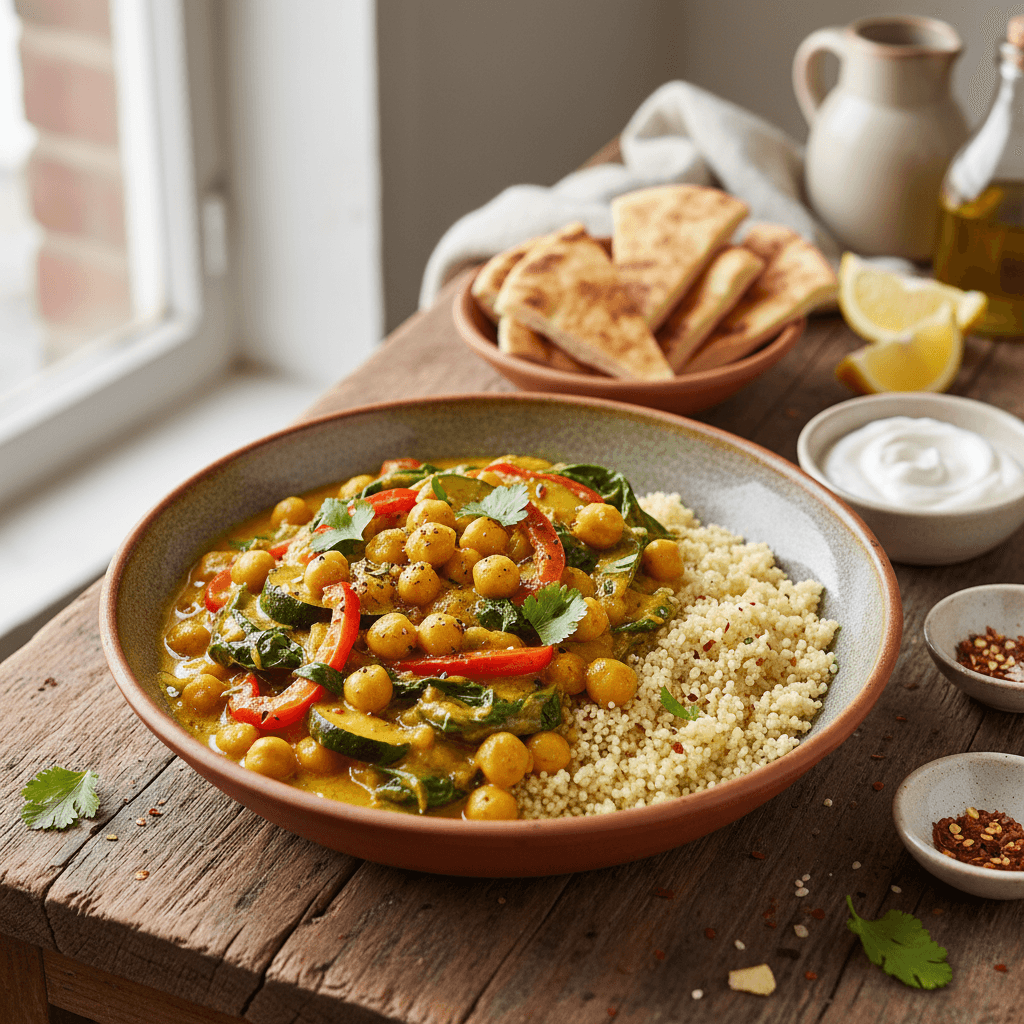 Curry aus Kichererbsen und mediterranem Gemüse