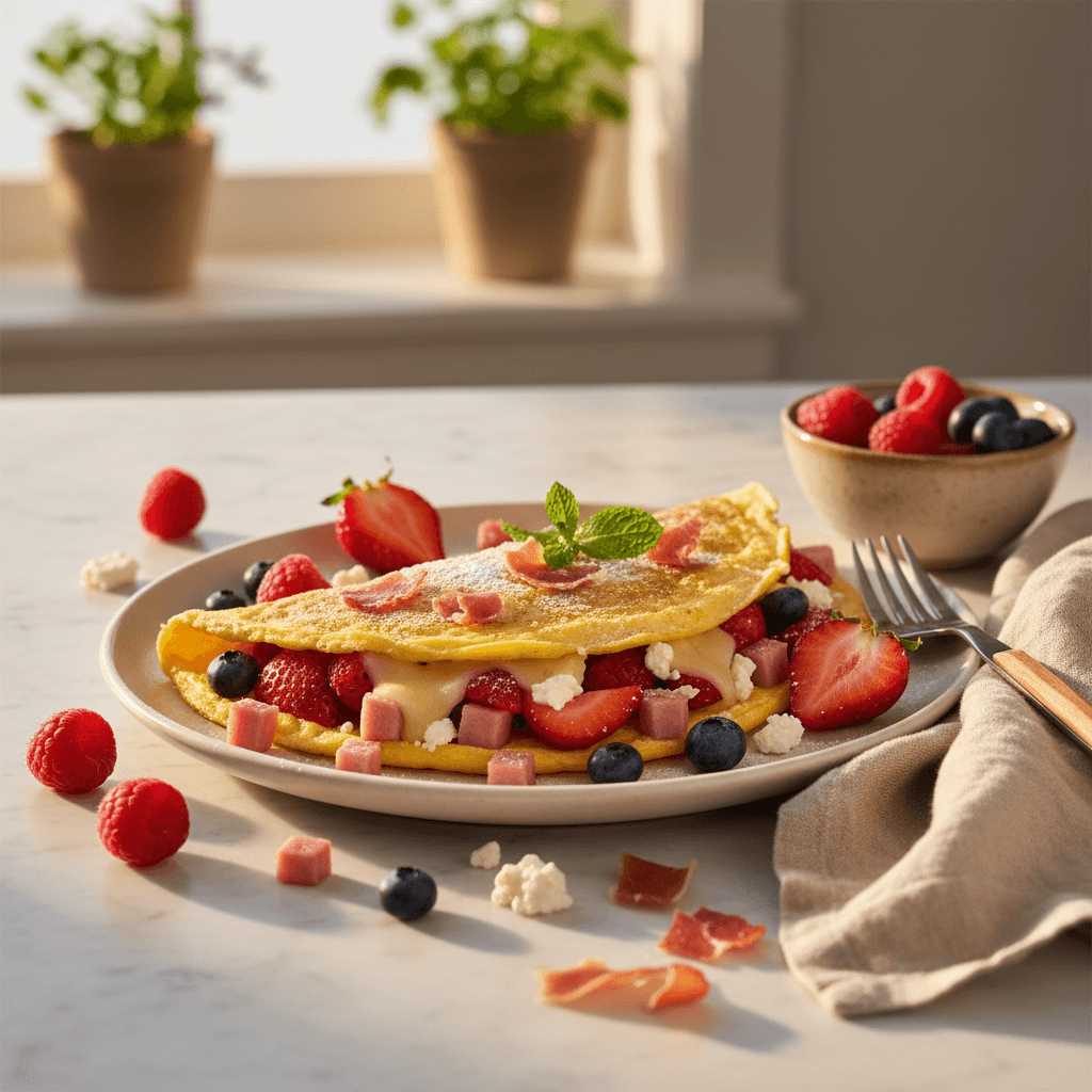 Omelette aux Fruits Rouges et Jambon