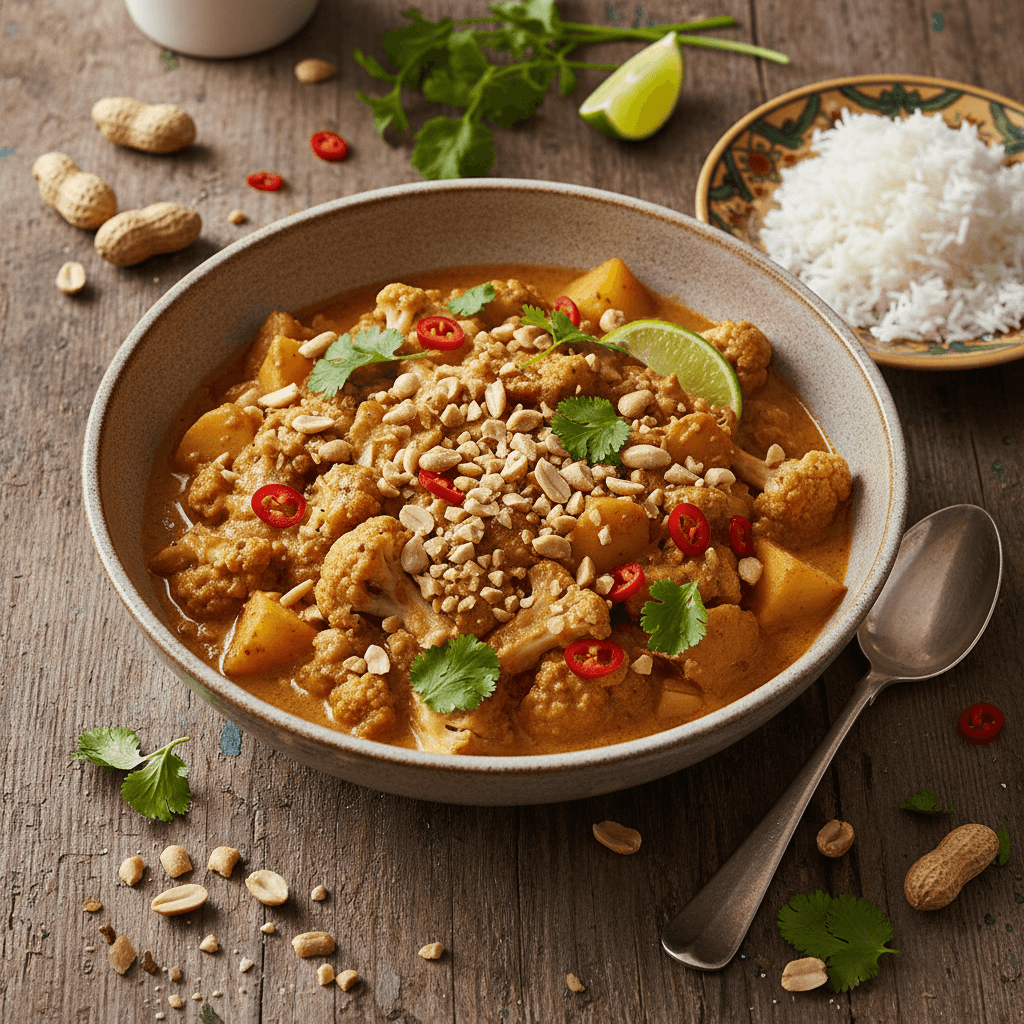 Curry Asiatique de Chou-fleur et Pommes de Terre aux Cacahuètes