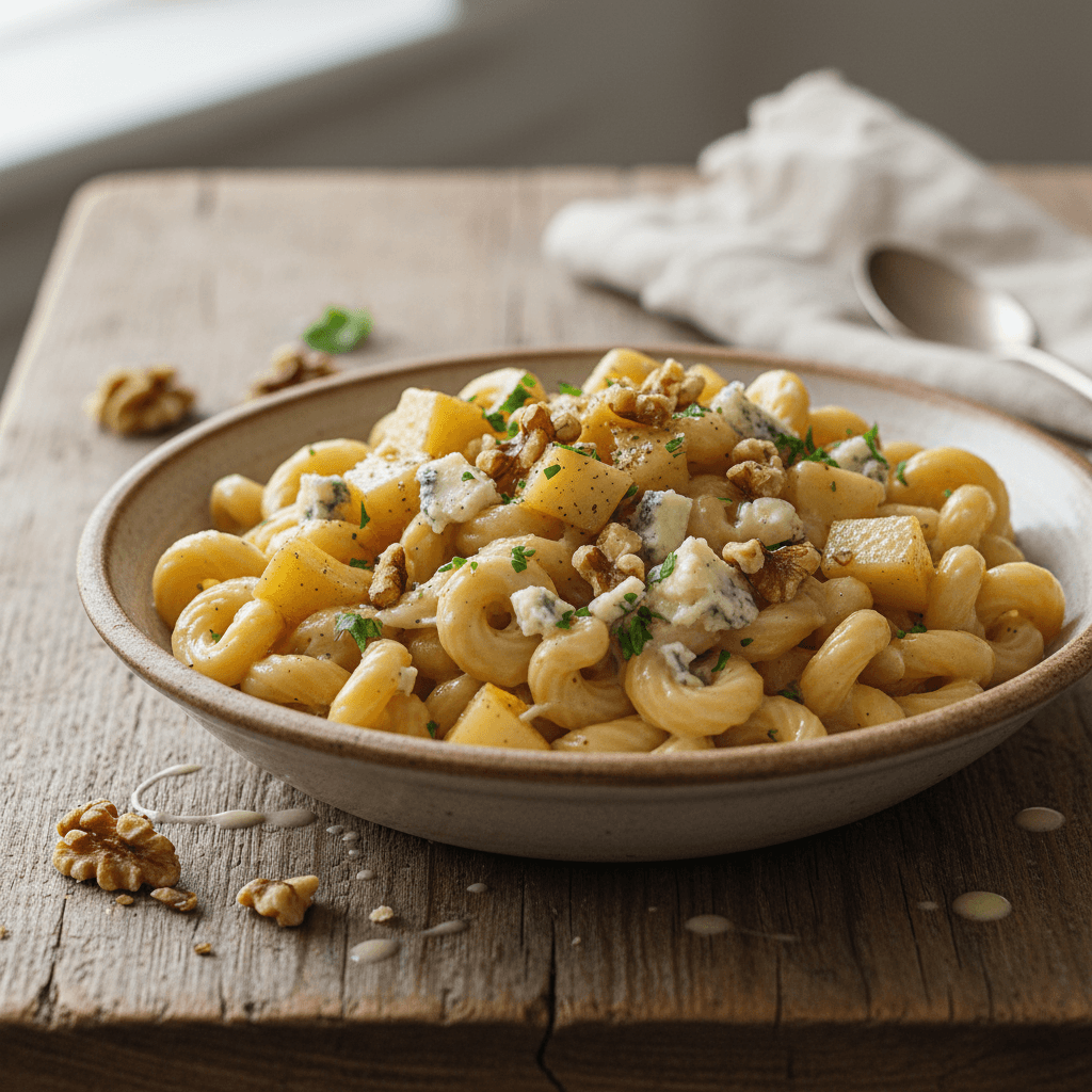 Cremige Pasta mit Birne, Gorgonzola und Walnüssen