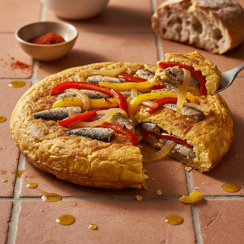 Tortilla espagnole aux sardines et poivrons