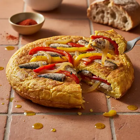 Tortilla espagnole aux sardines et poivrons