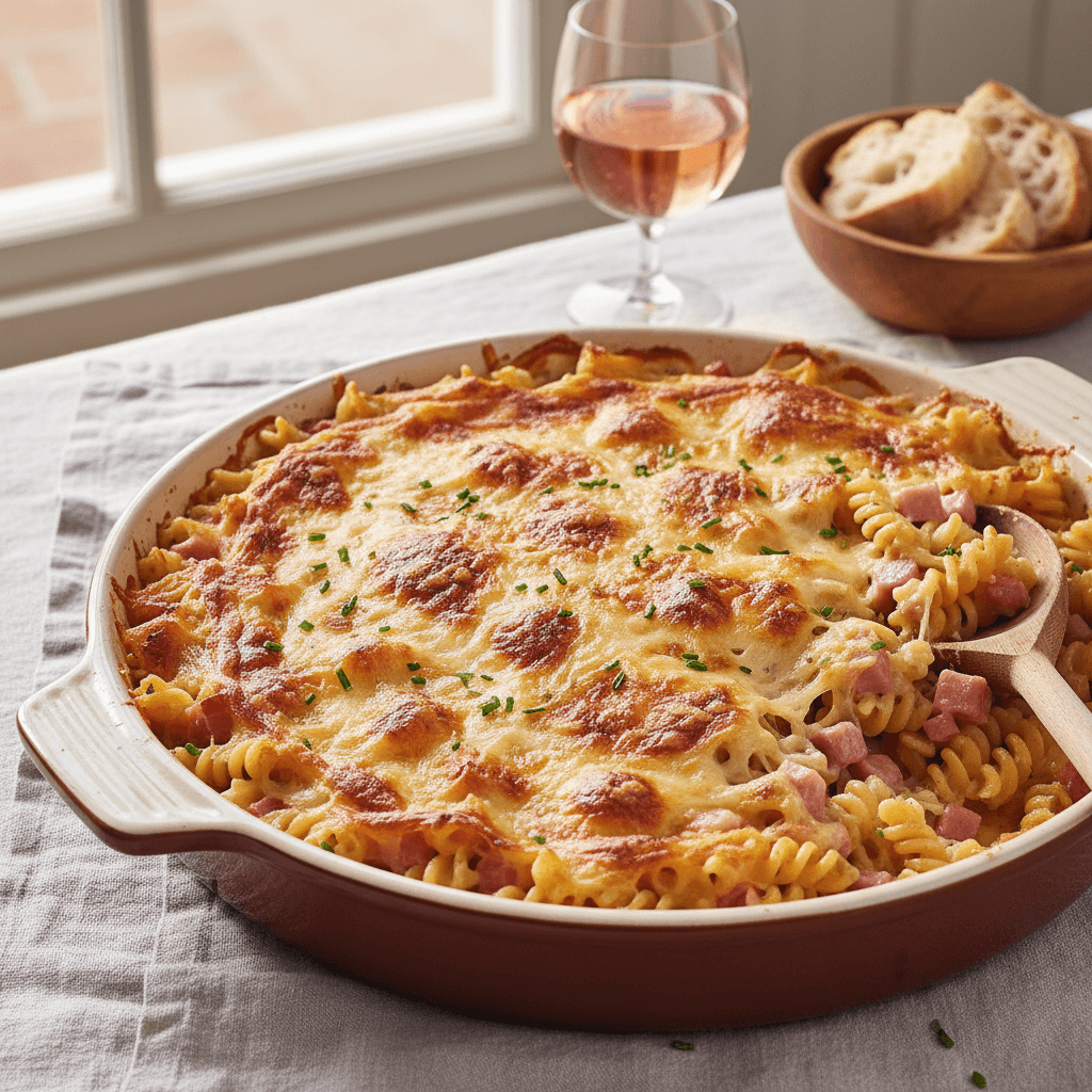 Gratin de Pâtes au Jambon et Fromage