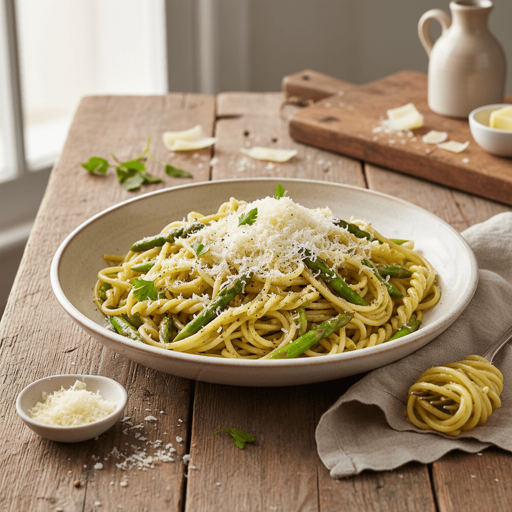 Pâtes aux Asperges et Parmesan