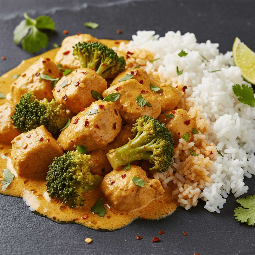 Curry Asiatique au Brocoli, Poulet et Lait de Coco