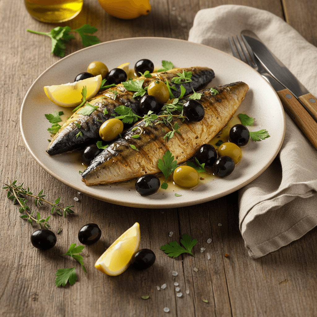 Grilled Fish with Olives and Mediterranean Herbs