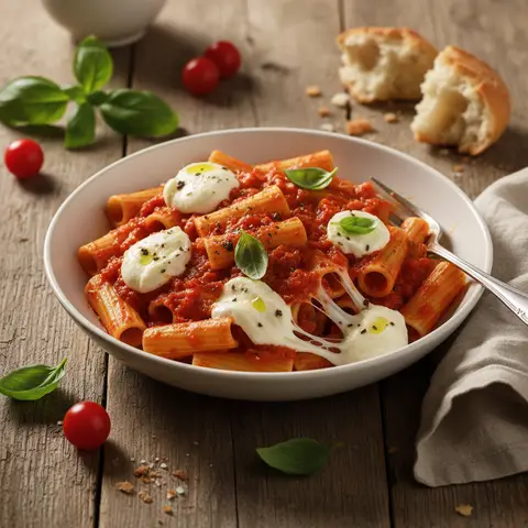 Pâtes à la Sauce Tomate Maison et Mozzarella