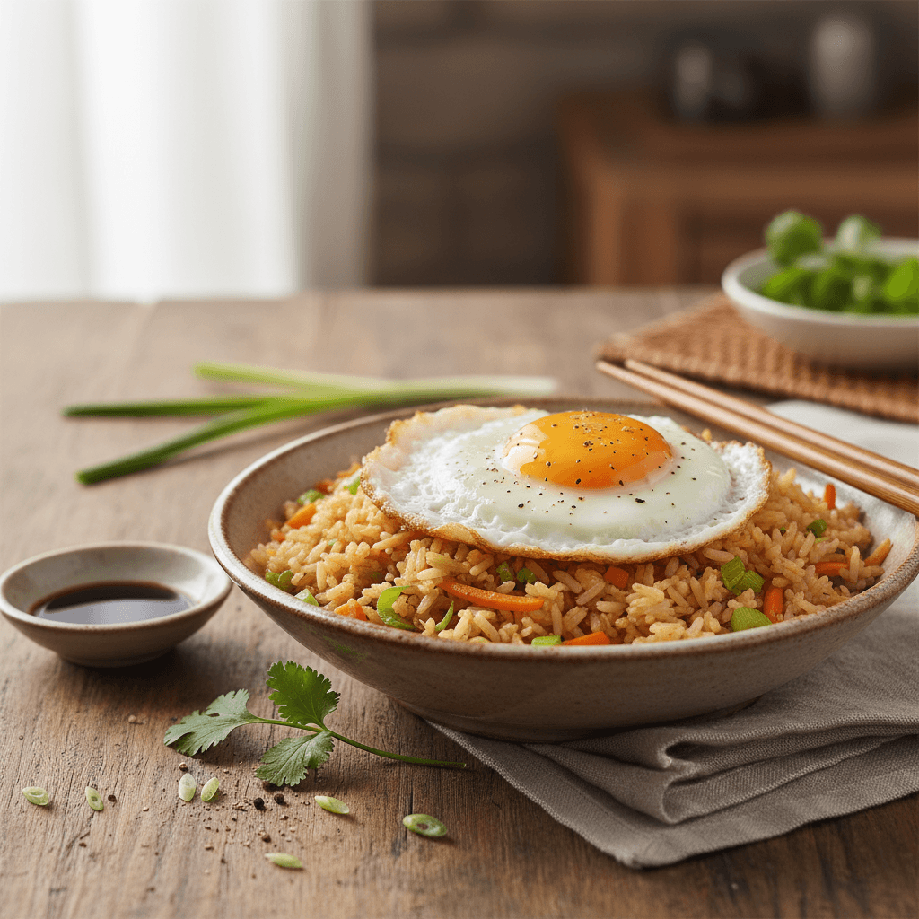Gebratener Reis mit Gemüse und Ei