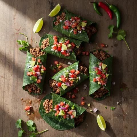 Wrap de collard greens au bœuf taco et salsa