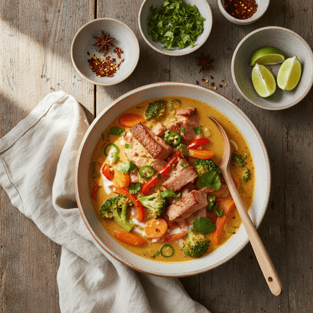 Curry Rapide aux Légumes et Jambon