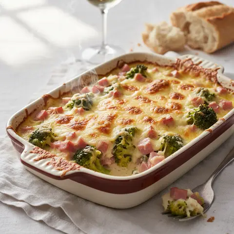 Gratin de Brocoli et Jambon au Gruyère