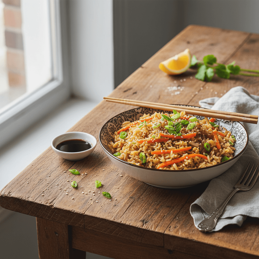 Riz Sauté aux Carottes et Poireaux