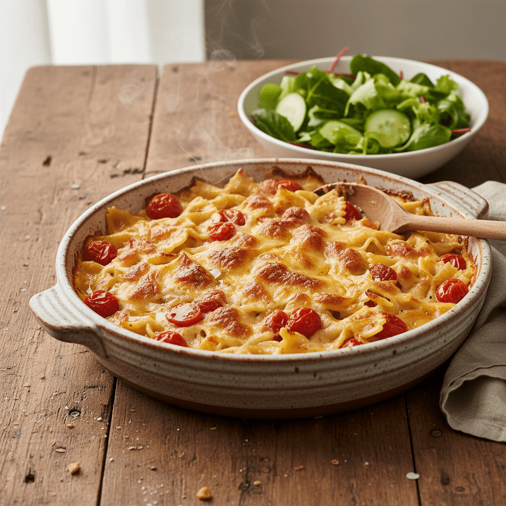 Farfalle-Auflauf mit Gruyère und Tomaten