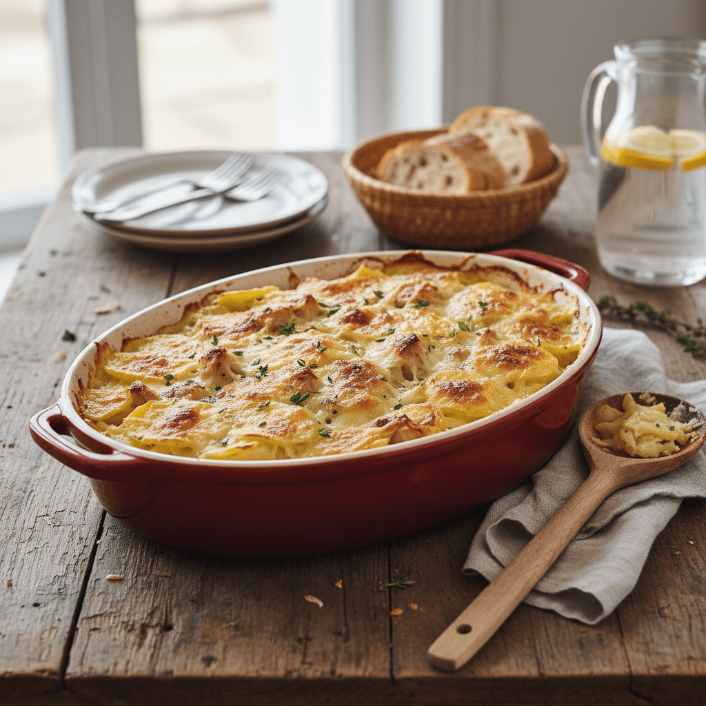 Creamy Potato and Chicken Gratin