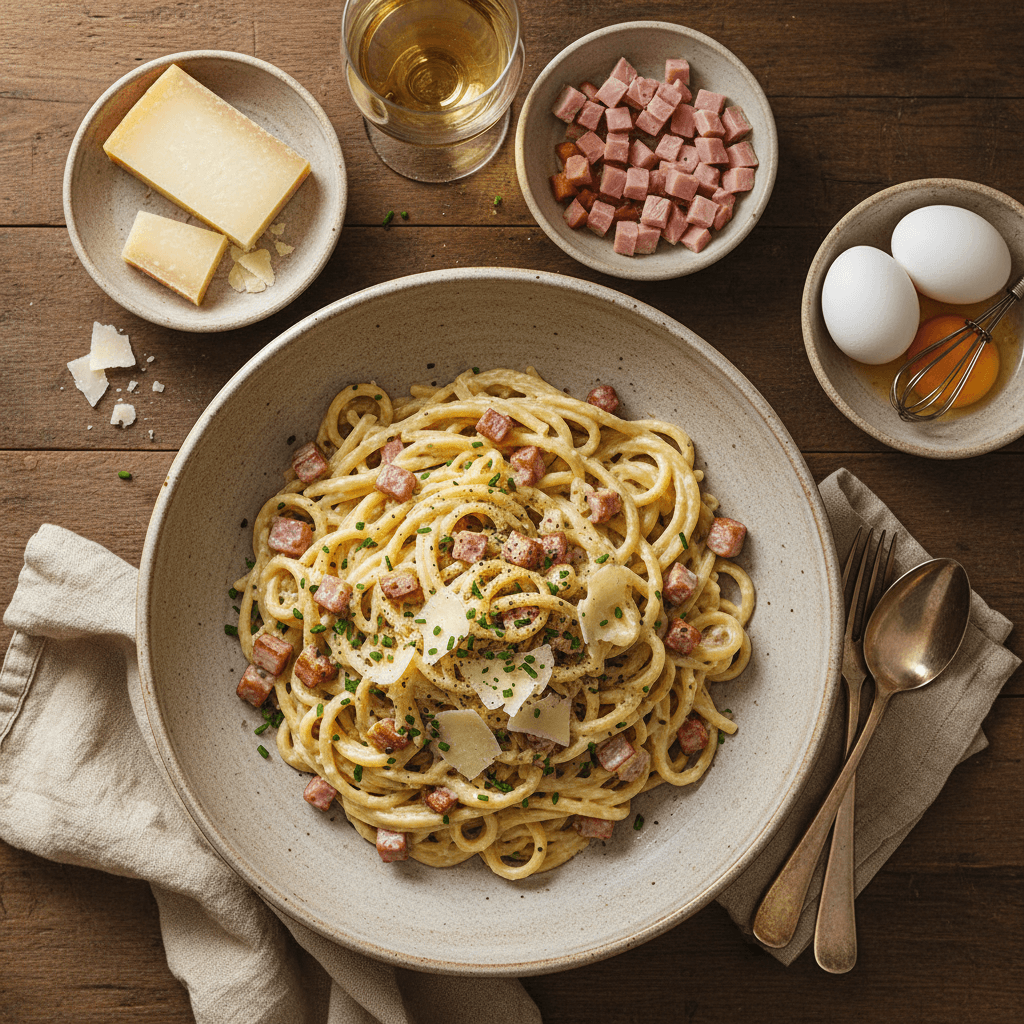 Pâtes Carbonara au Jambon et Gruyère