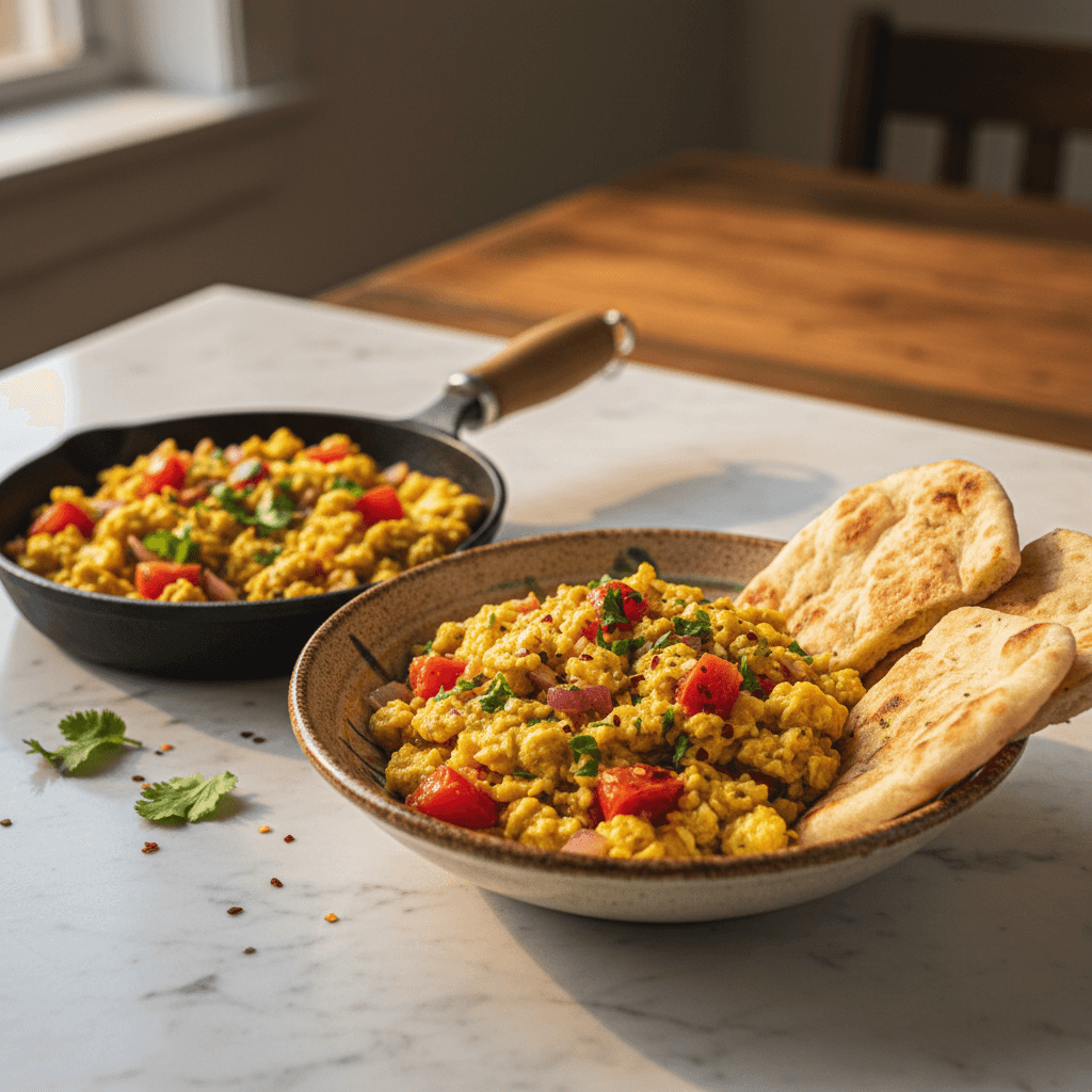 Oeufs brouillés indiens aux tomates et curcuma