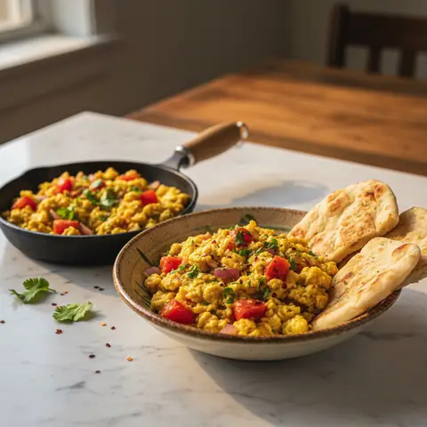 Oeufs brouillés indiens aux tomates et curcuma