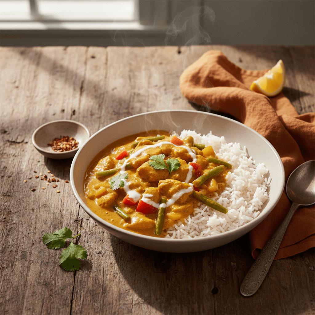 Hähnchen-Curry mit Reis