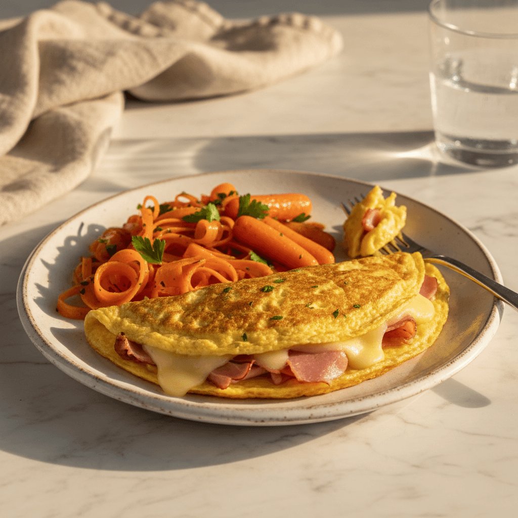 Omelette Jambon-Fromage avec Carottes