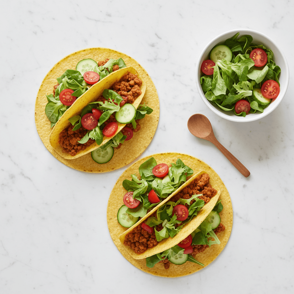 Tacos de viande hachée avec salade fraîche