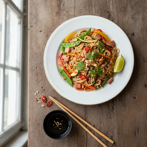 Pad Thaï aux Légumes et Jambon