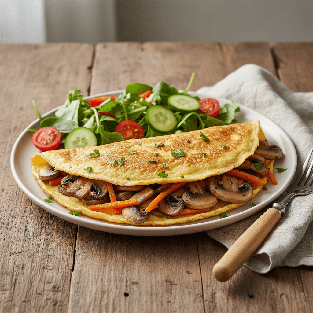 Omelette aux champignons et carottes