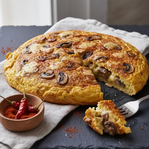 Omelette espagnole aux champignons et manchego