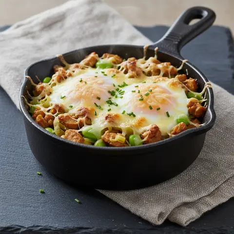 Œufs cocotte au tempeh et edamame