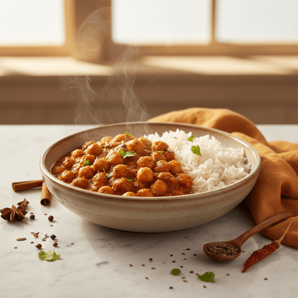Curry de Pois Chiches et Riz