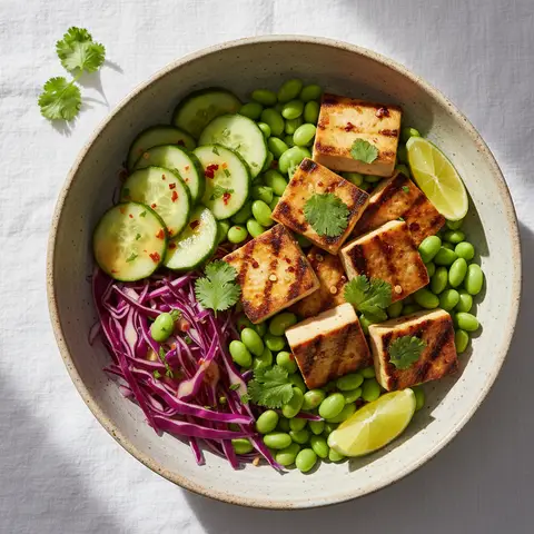 Bowl thaï au tofu grillé et crudités croquantes