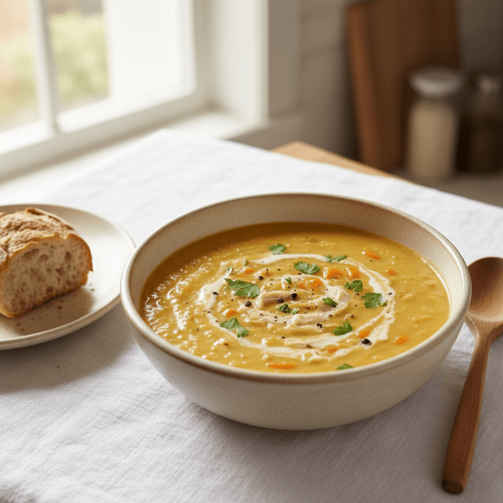 Soupe veloutée poulet-carotte-pomme de terre