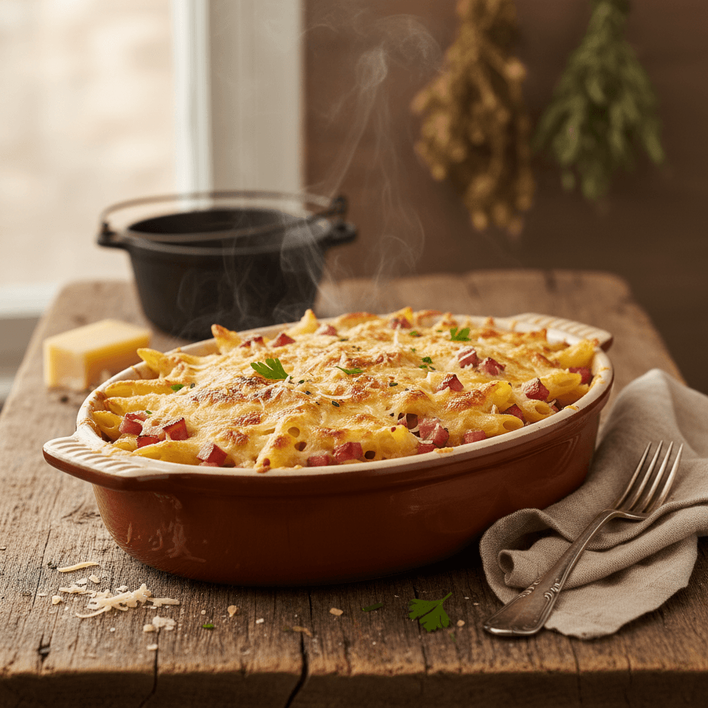 Penne-Gratin mit Gruyère